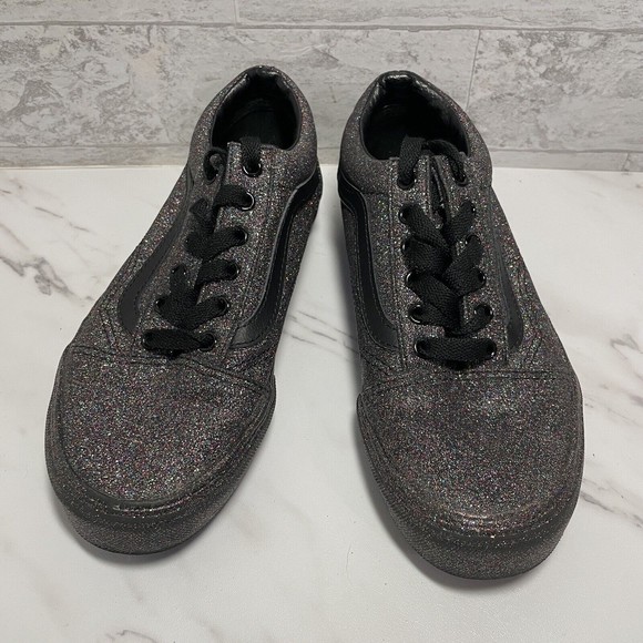 Vans Black Rainbow Glitter Sneakers Youth Size 3.5 - Picture 2 of 8